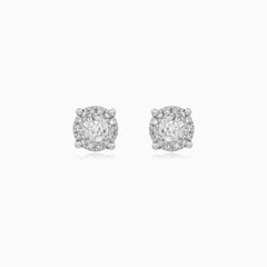 Rose Gold Diamond Halo Stud Earrings
