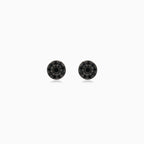 Rose Gold Black Diamond Halo Stud Earrings