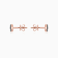 Rose Gold Black Diamond Halo Stud Earrings