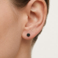 Rose Gold Black Diamond Halo Stud Earrings