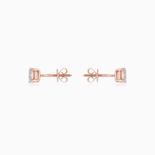 Rose Gold Diamond Cluster Stud Earrings
