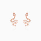 Náušnice ve tvaru hada z růžového zlata s diamanty