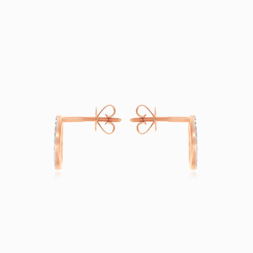 Jemné náušnice z růžového zlata s kulatými diamanty