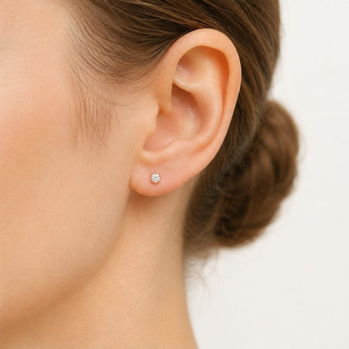 Golden Light Diamond Stud Earrings