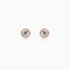 Modern Rose Gold Bezel Diamond Stud Earrings