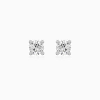 Solitaire Diamond Stud Earrings in White Gold