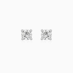 Solitaire Diamond Stud Earrings in White Gold