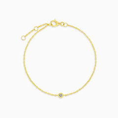 Yellow gold bracelet with a bezel-set diamond