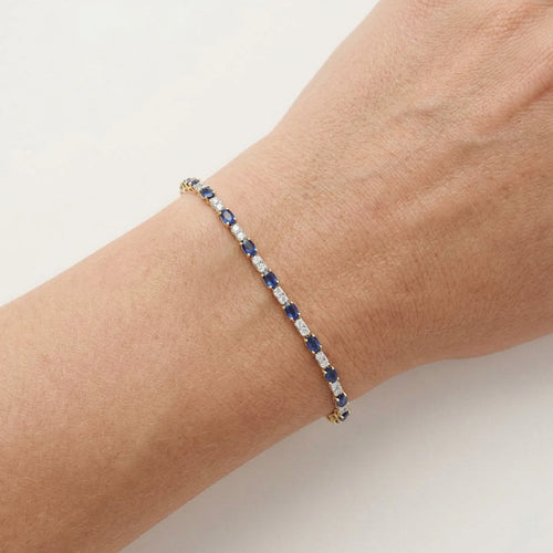Sapphire and Diamond Tennis Bracelet in Yellow Gold