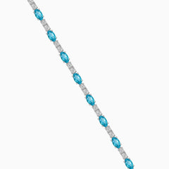 White gold bracelet with blue topaz and diamonds