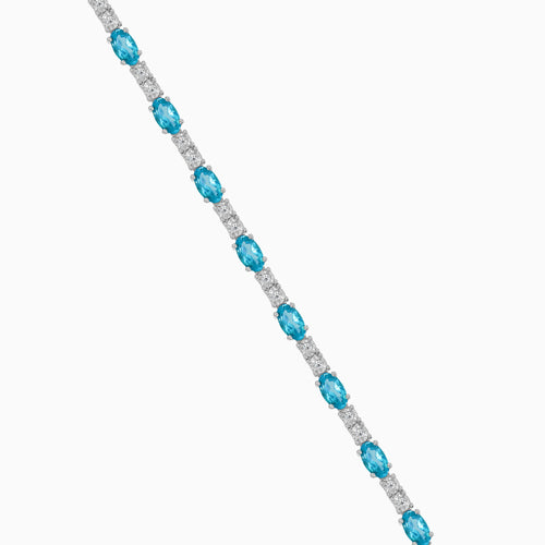 White gold bracelet with blue topaz and diamonds