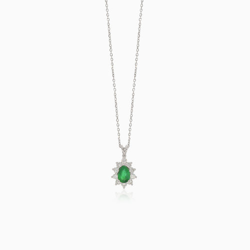 Elegante Prong-Fassung-Halskette mit Diamant und Smaragd