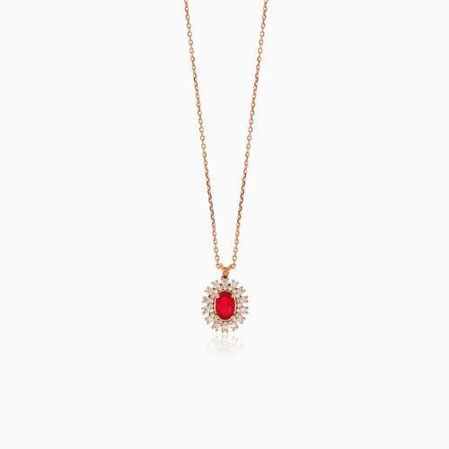 Königliche Blumenhalskette mit Diamant- und Rubinakzenten