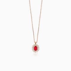 Collier fleur royale avec accents de diamant et rubis