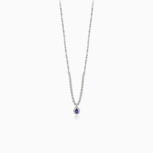 Königliche Tropfen-Halskette mit Diamant und Saphir