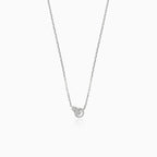 White gold diamond double circle necklace