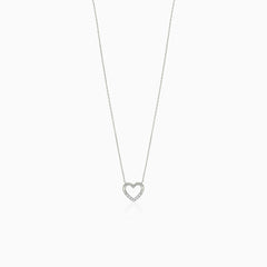 Náhrdelník z bílého zlata se srdcem a diamanty