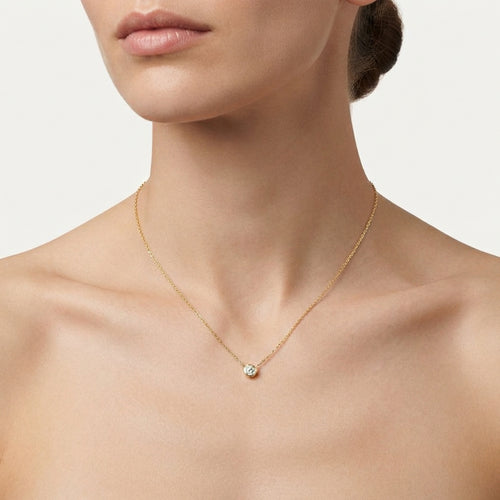 Yellow Gold Bezel-Set Diamond Necklace