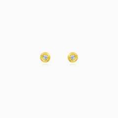 Bezel set gold stud earrings