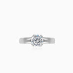 Unique white gold ring with cubic zirconia