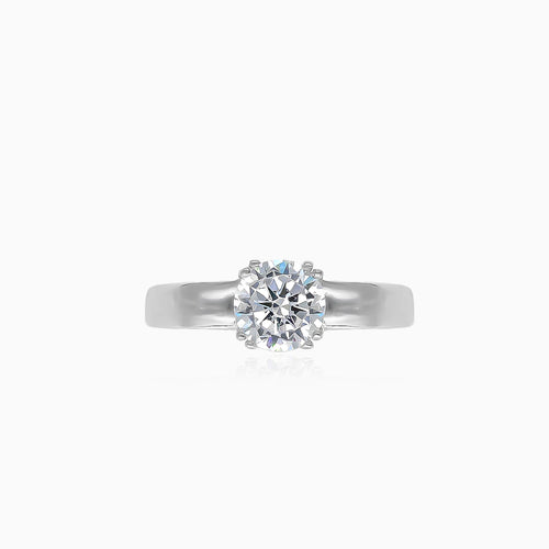 Unique white gold ring with cubic zirconia