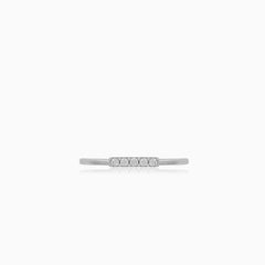 White Gold Minimalist Zircon Crown Ring