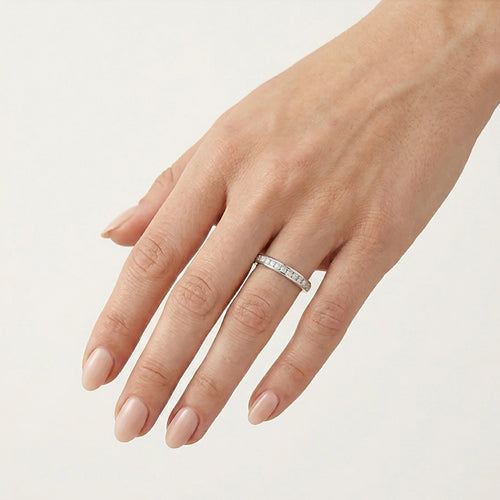 Modern White Gold Pavé Zircon Ring