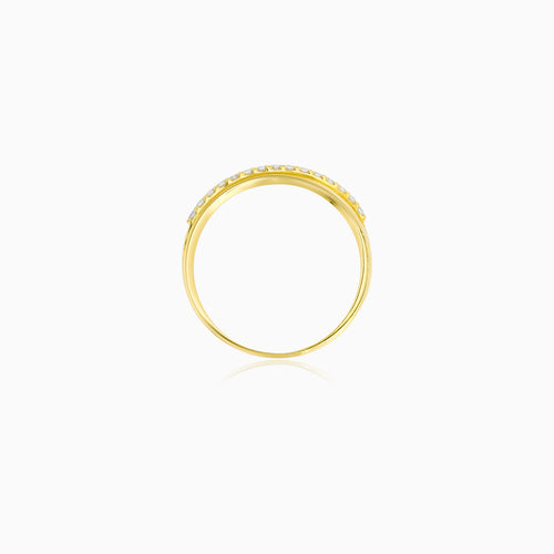 Yellow Gold Zirconia Crossover Ring