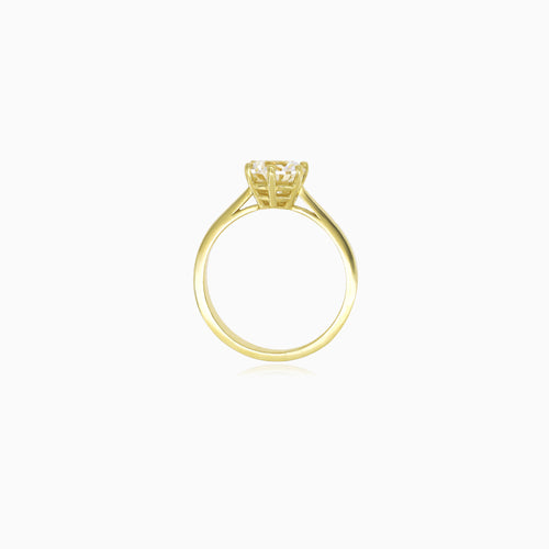 Gelbgoldring mit rundem Zirkonia