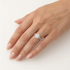 White Gold Halo Zircon Ring