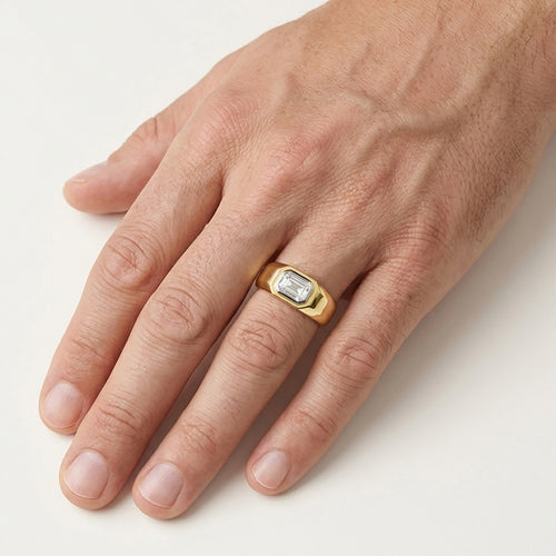 Yellow Gold Emerald Cut Signet Ring