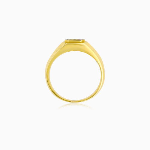 Yellow Gold Emerald Cut Signet Ring
