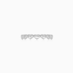 White Gold Textured Band Ring