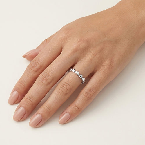 White Gold Textured Band Ring