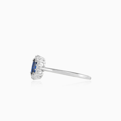 Royal sapphire and zirconia white gold ring