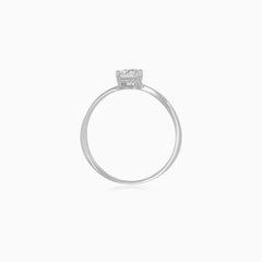 White Gold Solitaire Zircon Ring