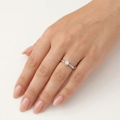 White Gold Solitaire Zircon Ring