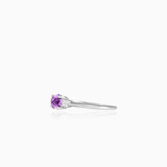 Bague en or blanc avec améthyste et zirconia