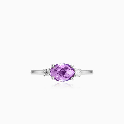 Amethyst and zirconia white gold ring