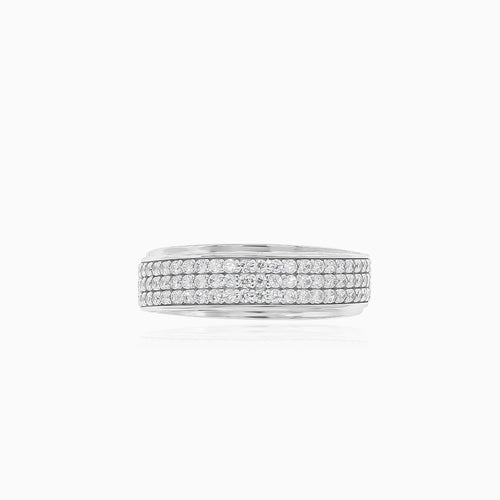 Dicker Weißgoldring mit Cubic Zirkonia