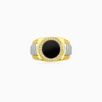 Two-Tone Gold Onyx Signet Ring