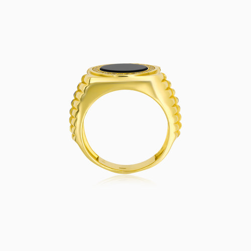 Two-Tone Gold Onyx Signet Ring