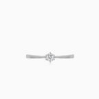 White Gold Solitaire Engagement Ring with Round Zirconia