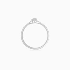 White Gold Solitaire Engagement Ring with Round Zirconia