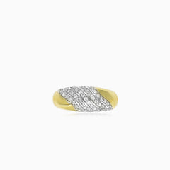 Yellow and white gold cubic zirconia ring