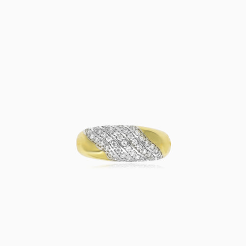 Gelb- und Weißgold Zirkonia Ring