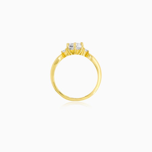 Refined Yellow Gold Zircon Ring