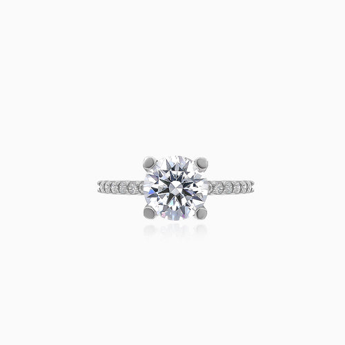 Weißgold-Zirkonia-Ring mit Akzentsteinen