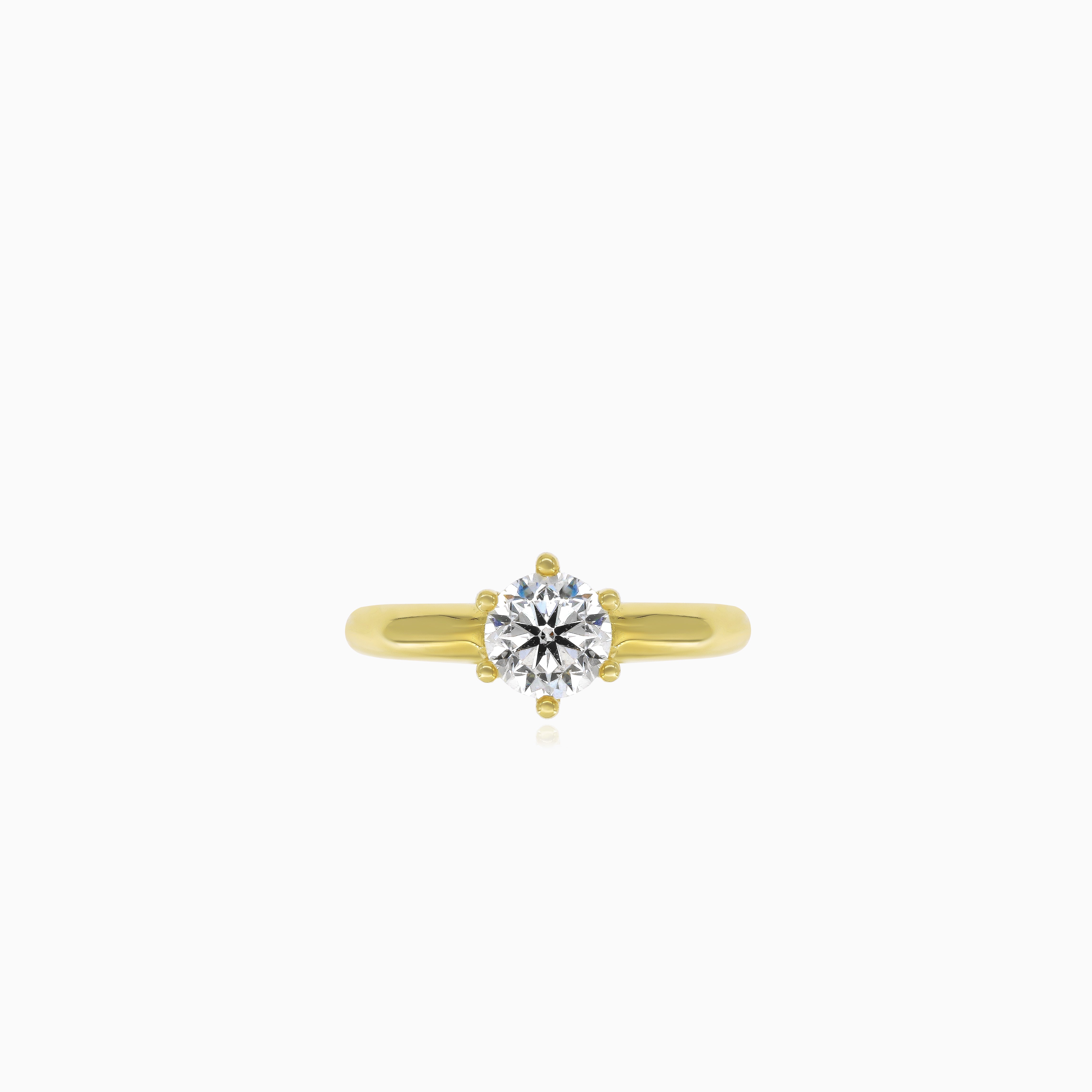 Elegant yellow gold cubic zircon engagement ring – Princess Jewellery