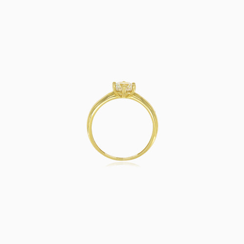 Klassischer Gelbgoldring mit Zirkonia